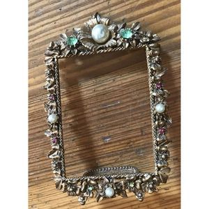 Florenza Rhinestone Pearl Gold Tone Picture Frame